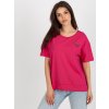 Tmavě růžové dámské triko s kulatým výstřihem