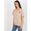 Béžové dámské triko s kulatým výstřihem