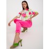 Bílo-růžový komplet s krátkým rukávem