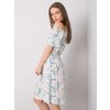 Bílo-modré dámské květinové šaty s odhalenými rameny