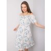Bílo-modré dámské květinové šaty s odhalenými rameny