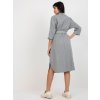 Šedé midi košilové šaty s páskem