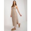 Béžové midi šaty na ramínka s krajkovou sukní