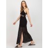 Černé midi šaty na ramínka s krajkovou sukní