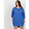 Modrá asymetrická tunika s nápisem
