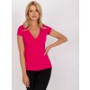 Tmavě růžové dámské tričko s výstřihem