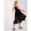 Černé krajkové midi šaty s volánem