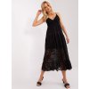 Černé krajkové midi šaty s volánem