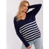 Tmavě modrý svetr s pruhy (Velikost ONE SIZE)
