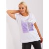 Bílé triko se světle fialovým potiskem