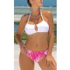 Bílé bikiny s růžovým vzorovaným spodkem Saba