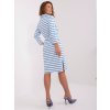 Bílo-modré pruhované bavlněné šaty s límečkem a páskem (Velikost S/M)