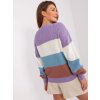 Pastelově barevný fialovo-modrý pruhovaný svetr