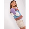 Pastelově barevný fialovo-modrý pruhovaný svetr