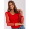 Červená halenka s průsvitnými rukávy*