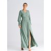 Světle zelené maxi šaty s rozparkem