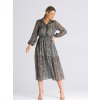 Černo-šedé vzorované midi šaty