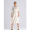 Světle béžové midi šaty s volány