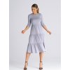 Světle šedé midi šaty s volány