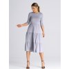 Světle šedé midi šaty s volány