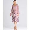 Růžové květinové šaty s šifonovými rukávy