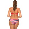 Červené bikiny s barevným pruhovaným spodním dílem  Sena