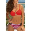 Červené bikiny s barevným pruhovaným spodním dílem  Sena