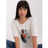 Smetanové volné tričko s potiskem
