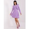 Světle fialové bavlněné volánové mini šaty