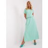 Mintové maxi šaty s rozparkem