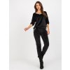 Černý velurový komplet trička a kalhot s lemováním