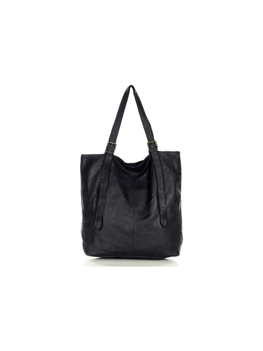 MARCO MAZZINI fekete tágas bőr shopper kézitáska