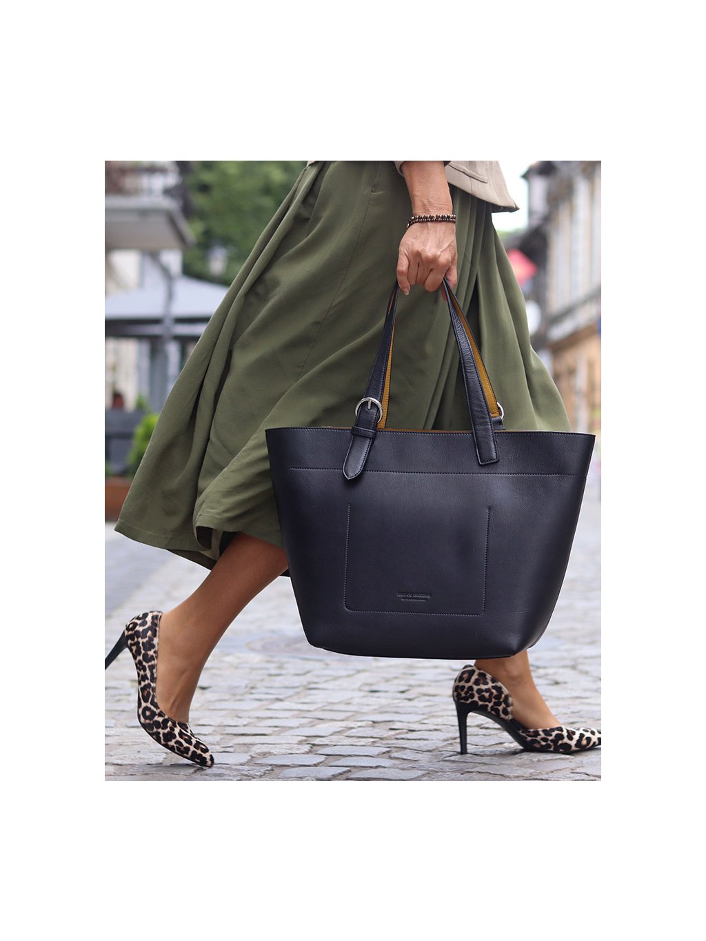 MARCO MAZZINI Fekete tágas shopper kézitáska