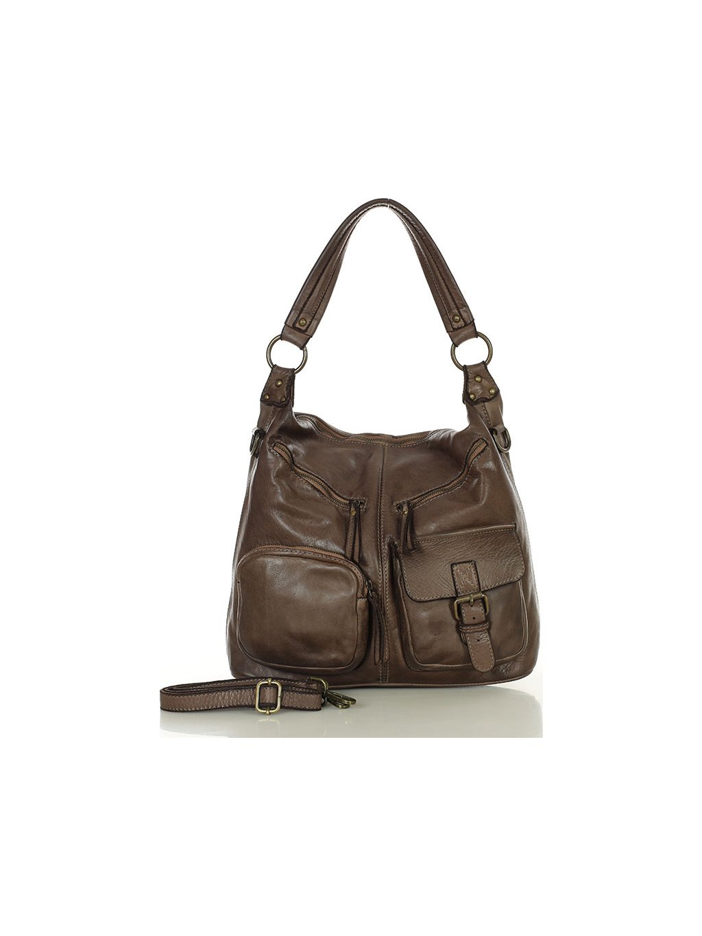 MARCO MAZZINI Barna tágas kézitáska zsebekkel