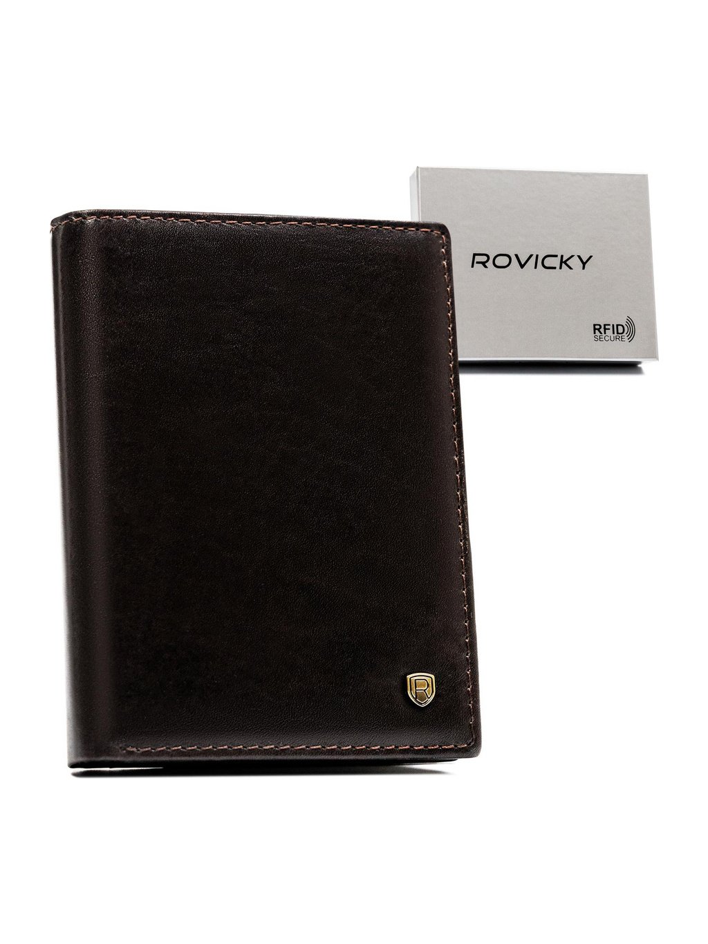 Rovicky minimalista sötétbarna férfi bőr cipzáras pénztárca L258