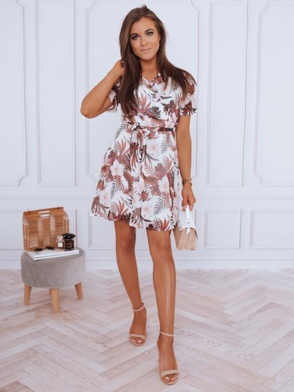 Fehér ruha virág és levél mintával