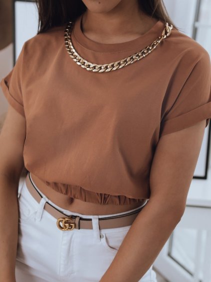 Barna női póló lánccal