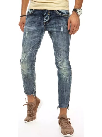 Kék férfi perforált farmer