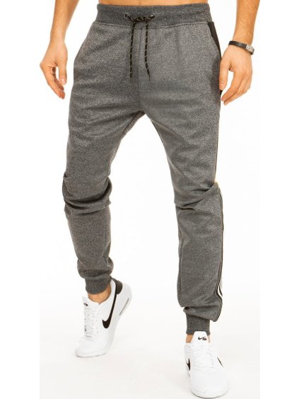 Antracitszürke férfi melegítőnadrág csíkokkal