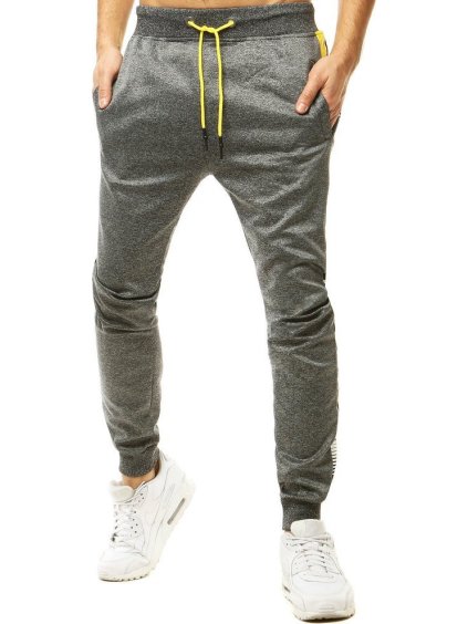 Antracitszürke férfi melegítőnadrág sárga mintával