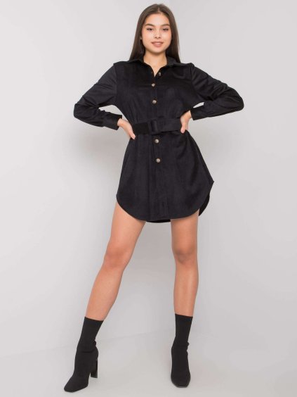 Fekete női kordbársony ingruha