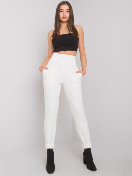 Krémszínű sportos nadrág gumival