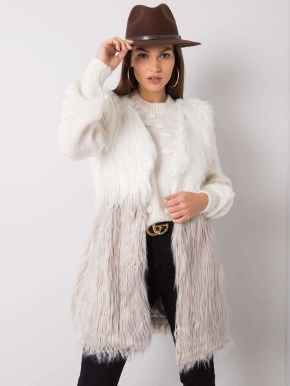 Krémszínű női szőrme mellény