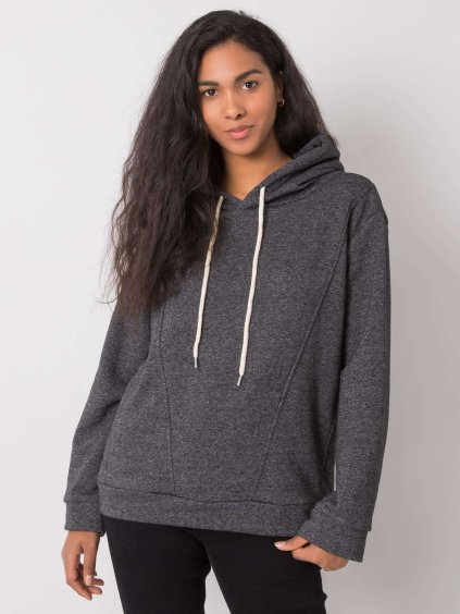 Sötétszürke női pulóver kapucnival