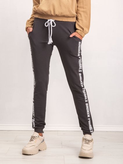 Sötétszürke női melegítőnadrág felirattal