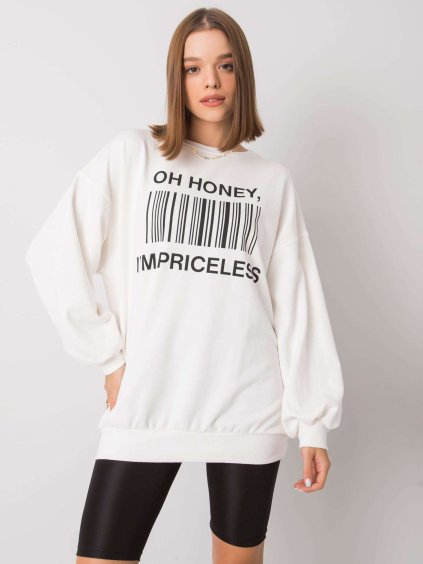 Krémszínű női póló mintával