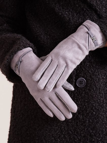 Világosszürke női kesztyű