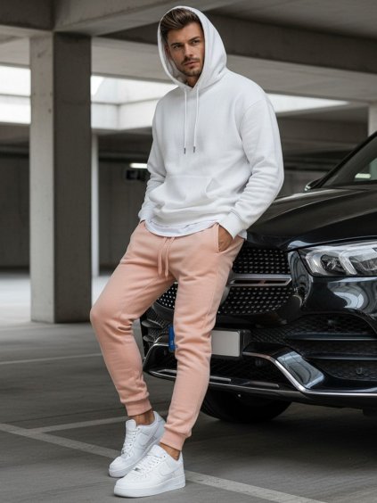 Világos rózsaszín férfi melegítőnadrág