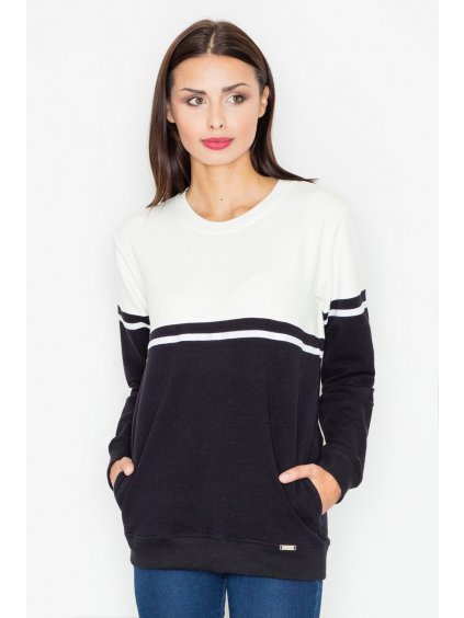 Pulóver két szín kombinációjában M511 Black-ecru