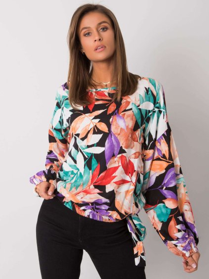 Fekete női póló virág mintával